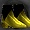 Usable by Mages, Priests. Footwear that glows with the golden light of great magic power.
[Enhancement:Cursed Magic Leather]